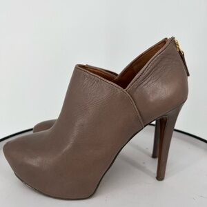 NINE WEST‎ TAUPE LEATHER PLATFORM STILETTO PUMPS